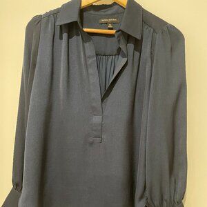 Banana Republic Silky Collar Blouse XS Navy